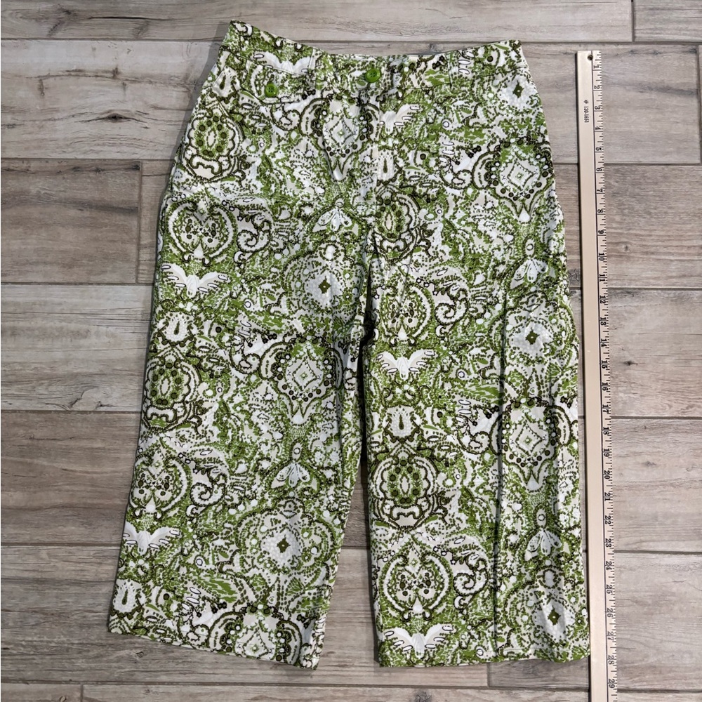 Chico's Green and White Paisley Pants